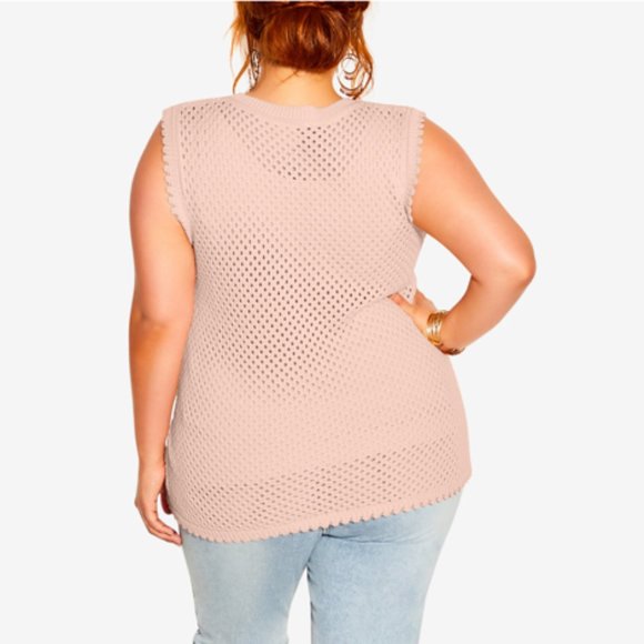 City Chic Weave Spirit Starling Reine V-Neck Vest Peachy Top - 14W - NEW - Picture 4 of 15